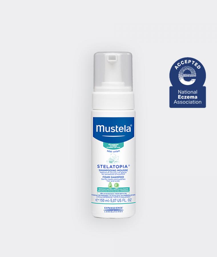 Mustela Stelatopia Foam shampoo for babies with atopic-prone skin